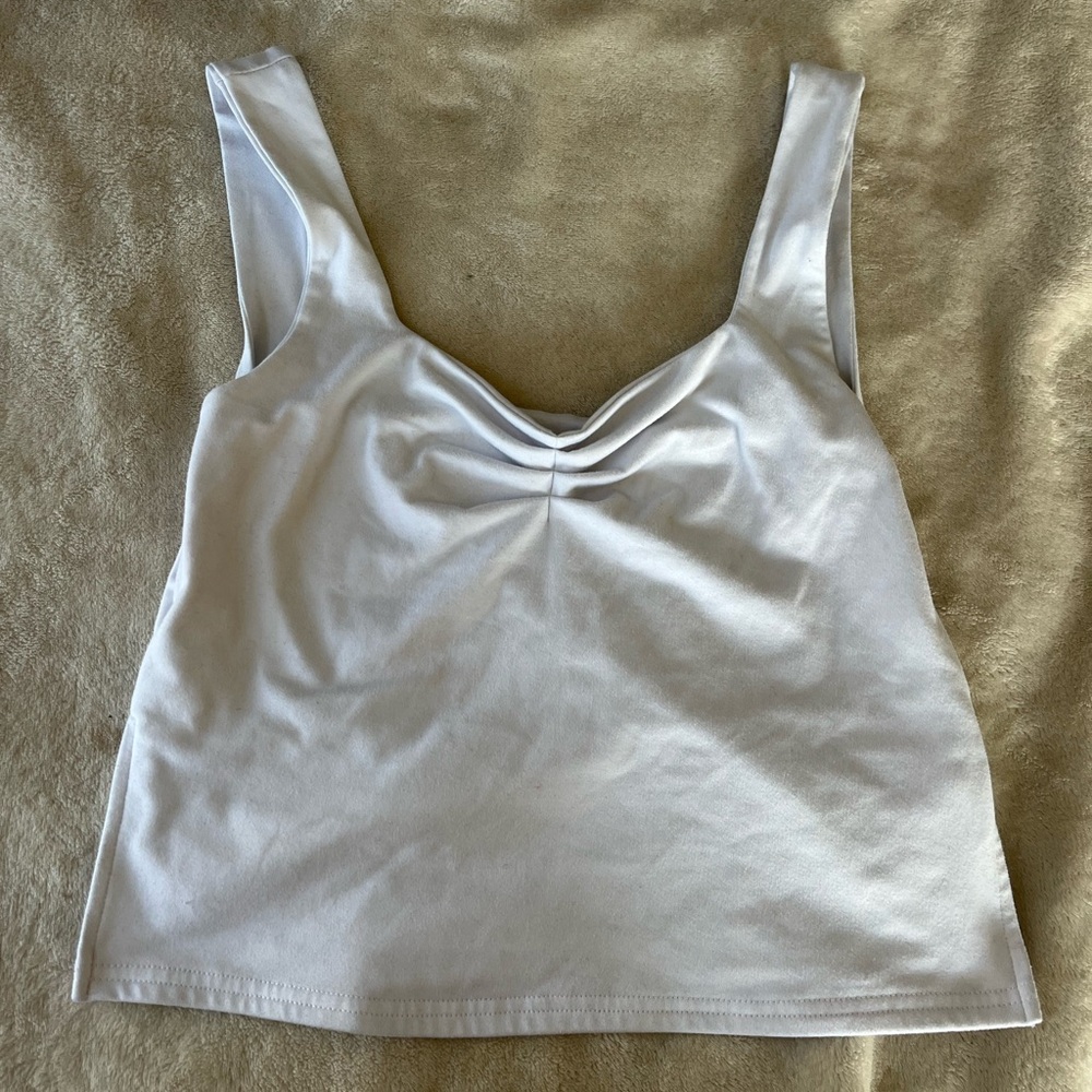 white scrunched tank top